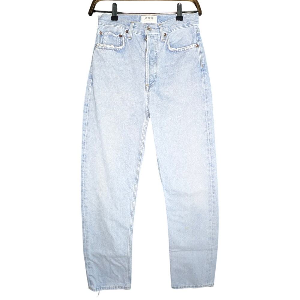 Agolde 90s Pinch Waist High Rise Straight Leg Jeans Womens 24 Light Wash Classic